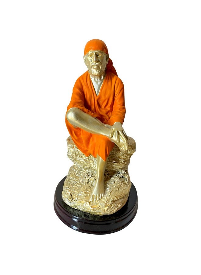 Premium Sai Baba Murti | Lord Sai Baba Idol Sitting On Stone Antique | Resin Sai Baba Murti Statue for Car Pooja | Religious Murti (9.5 cm x 9.5 cm x 17 cm, Orange) Sai Sandhya - pzsku/ZC0E635B5B58095996D9DZ/45/_/1741429487/6379f575-9aca-4cec-9538-82e4ea0f49a0