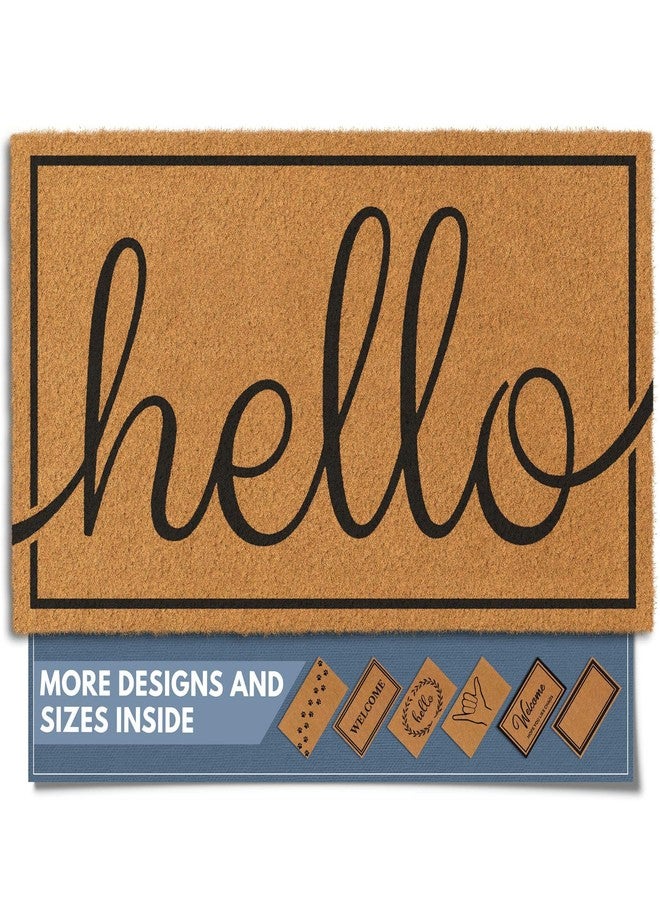 Barnyard Designs Natural Coco Coir Heavy Duty Backing Doormat - Large Cute Non-Slip Front Door Welcome Mat for Outside Entrance or Porch Entry, Brown (17x30, Hello) - Image 1