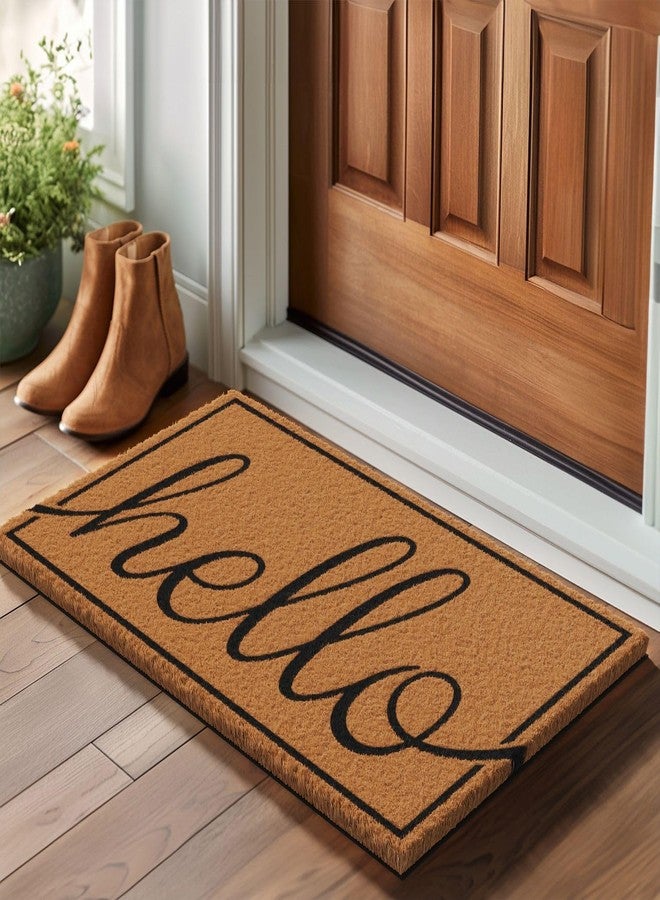 Barnyard Designs Natural Coco Coir Heavy Duty Backing Doormat - Large Cute Non-Slip Front Door Welcome Mat for Outside Entrance or Porch Entry, Brown (17x30, Hello) - Image 3