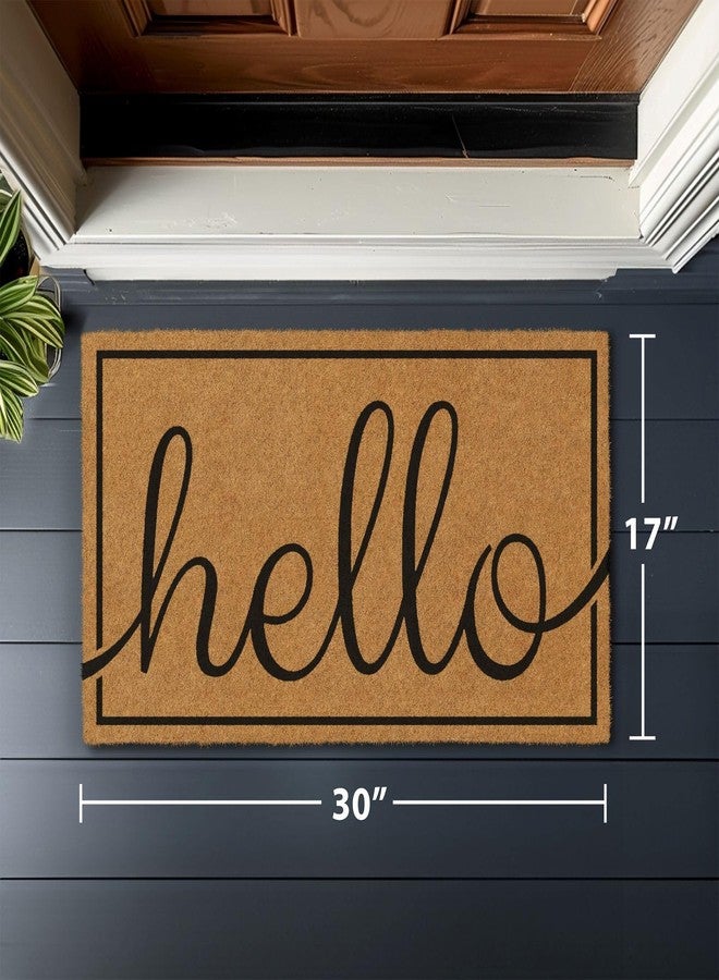 Barnyard Designs Natural Coco Coir Heavy Duty Backing Doormat - Large Cute Non-Slip Front Door Welcome Mat for Outside Entrance or Porch Entry, Brown (17x30, Hello) - Image 5