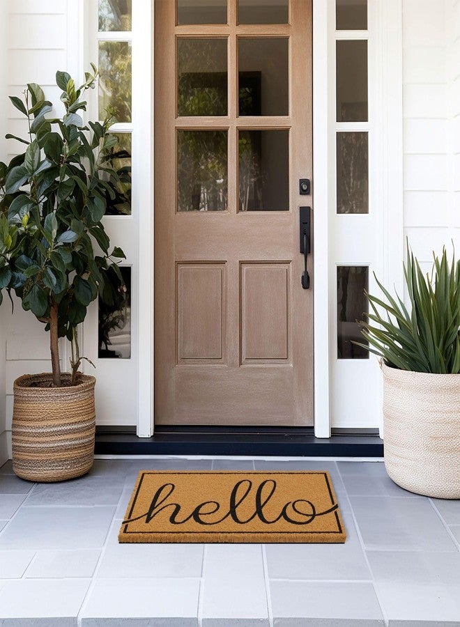Barnyard Designs Natural Coco Coir Heavy Duty Backing Doormat - Large Cute Non-Slip Front Door Welcome Mat for Outside Entrance or Porch Entry, Brown (17x30, Hello) - Image 2