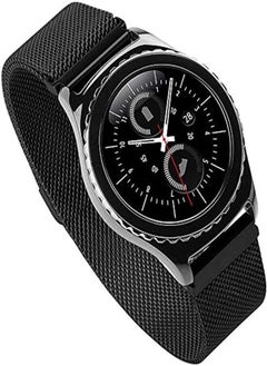 OR Milanese Loop Mesh Stainless Steel Watch Band With Magnet Lock For Samsung GEAR S2/S3 Classic Forntier-black 