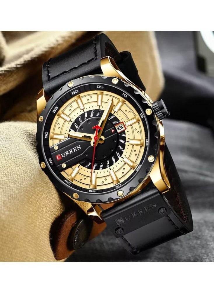 CURREN CURREN 8374 Luxury Fashion Casual Sport Watches for Men Leather Wrist Watch Man Clock Fashion Men Wristwatch  - Image 1