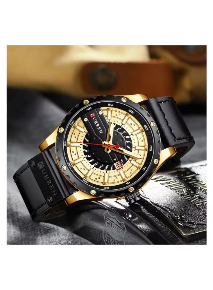 CURREN CURREN 8374 Luxury Fashion Casual Sport Watches for Men Leather Wrist Watch Man Clock Fashion Men Wristwatch  - Image 2