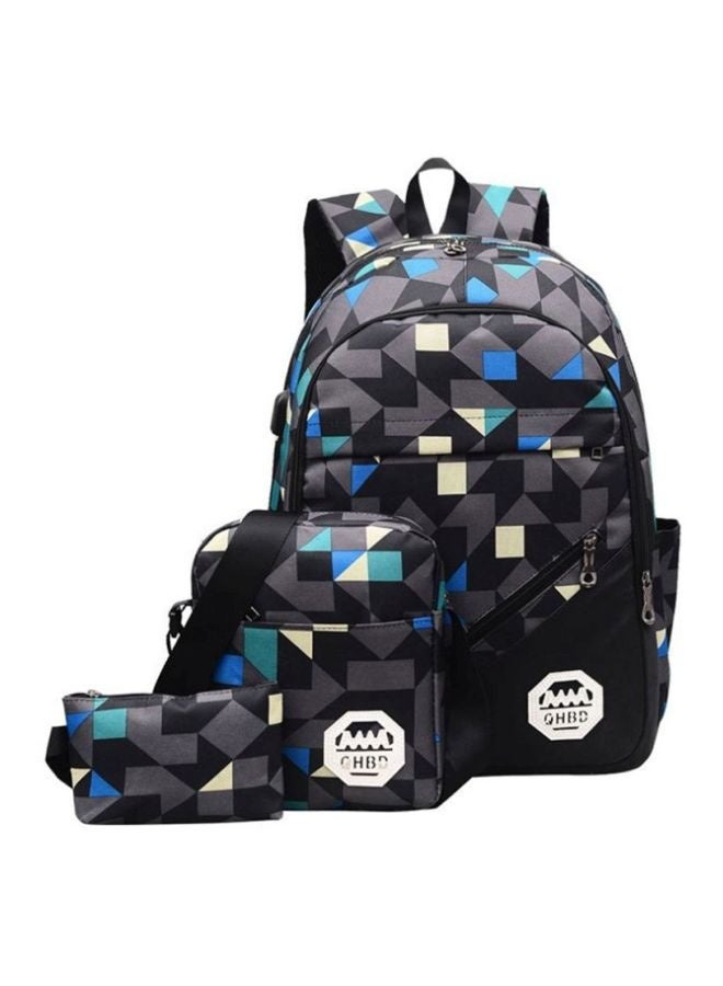 3-Piece Kids Backpack Set Black/Blue/Grey - Image 1