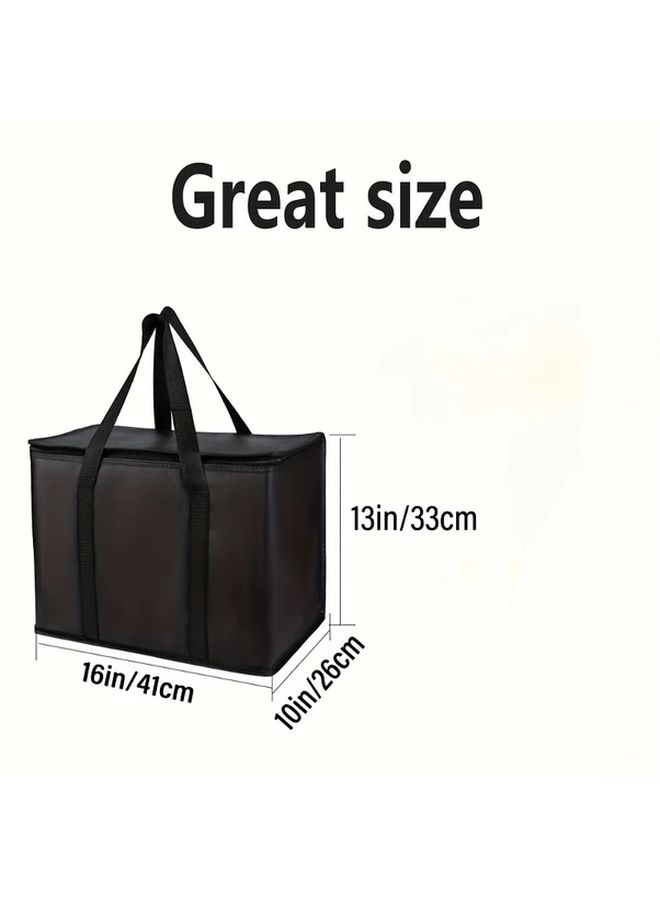 Black Insulated Grocery Bag 2pcs 60lb Capacity Foldable Cooler Tote Multiple Compartments - Image 2