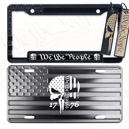 DillenCo We The People American Flag License Plate Frame and Key Tag Combo BB - Image 1