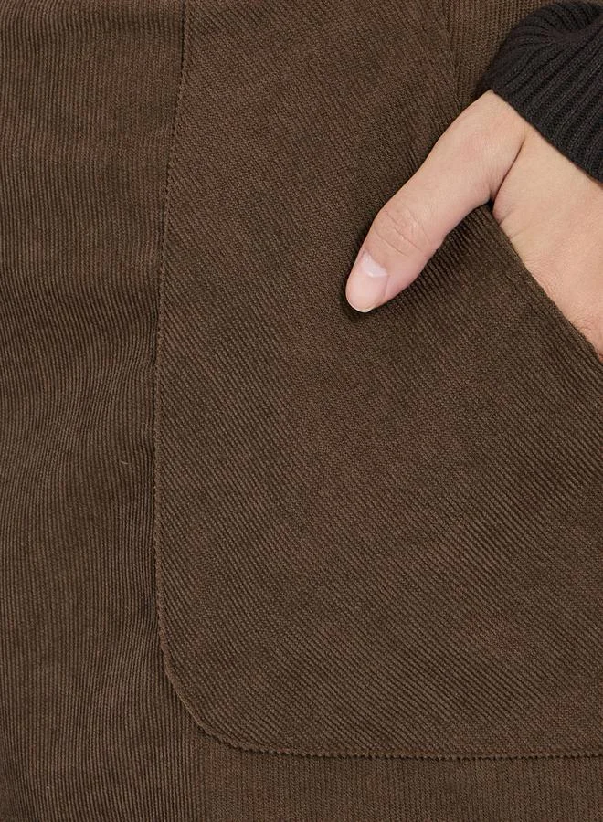 Styli High Rise Side Pocket Corduroy Skirt