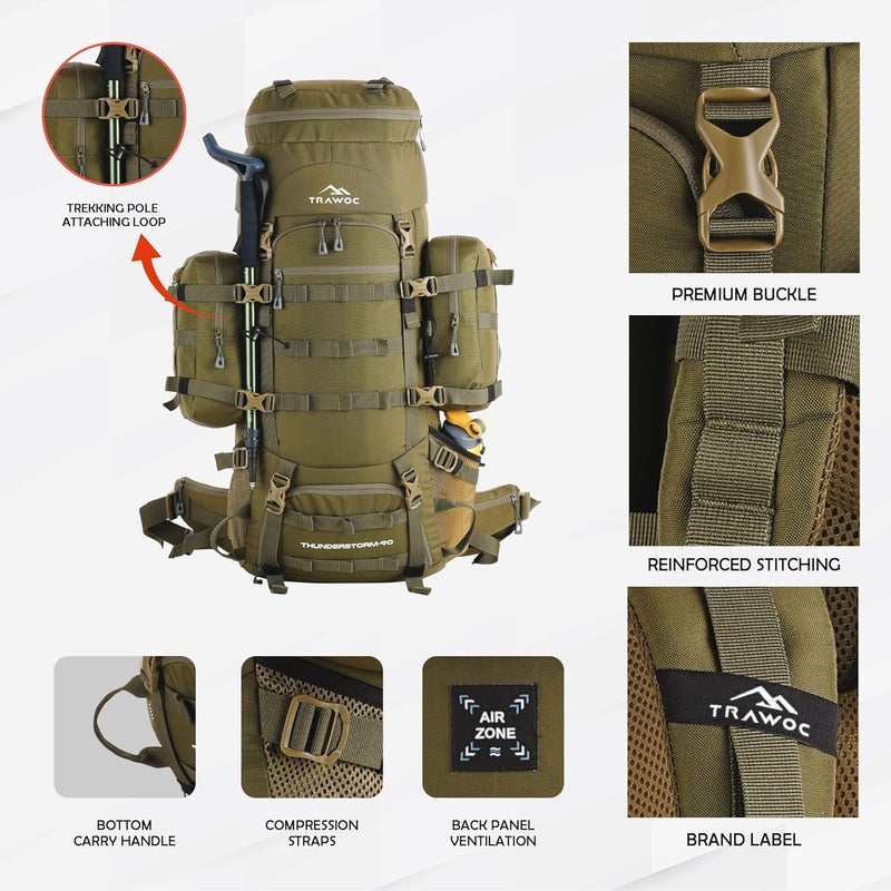 TRAWOC THUNDERSTORM 90L Internal Frame Rucksack - Image 2