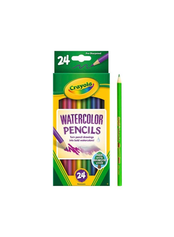 Crayola 24Ct Watercolor Colored Pencils Watercolor Paint Alternative Craft Supplies - Image 4