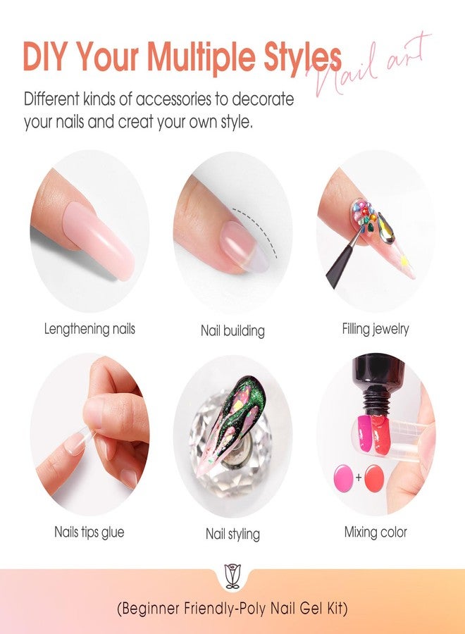 ROSALIND Nude Poly Nail Gel Kit, 14 Colors Pink Poly Nail Gels Kit with Slip Solution and Mini Lamp Poly Nails Gel Starter Kits For All Seasons Beginner DIY at Home - Image 5