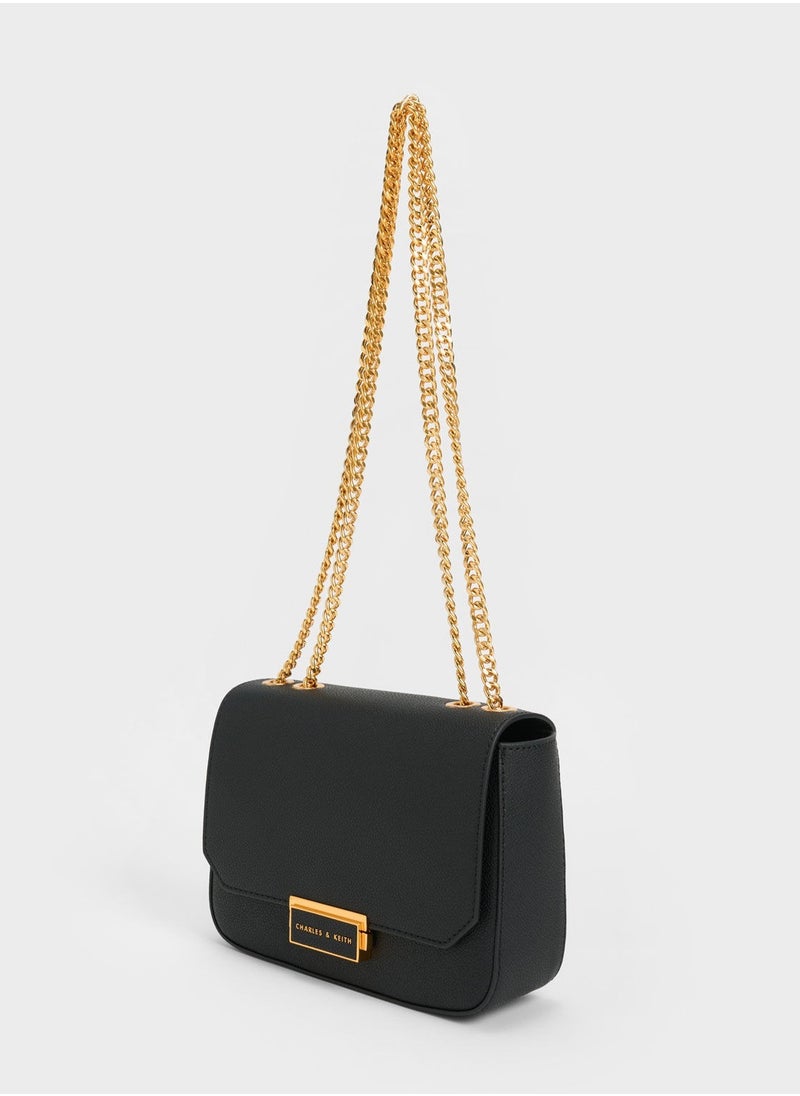 Charles & Keith Charles & keith classic metal chain crossbody bag  - Image 5
