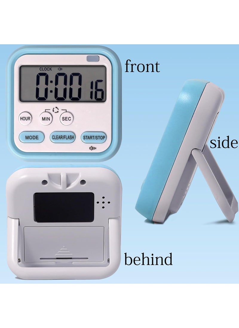 Trifecta Trifecta Digital Kitchen Timer Stop Watch LCD Screen Loud Alarm Strong Magnetic Back and Stand Minute Seconds Count Up Countdown and Simple Operation for Homework Game Exercise Kids Blue  - Image 3