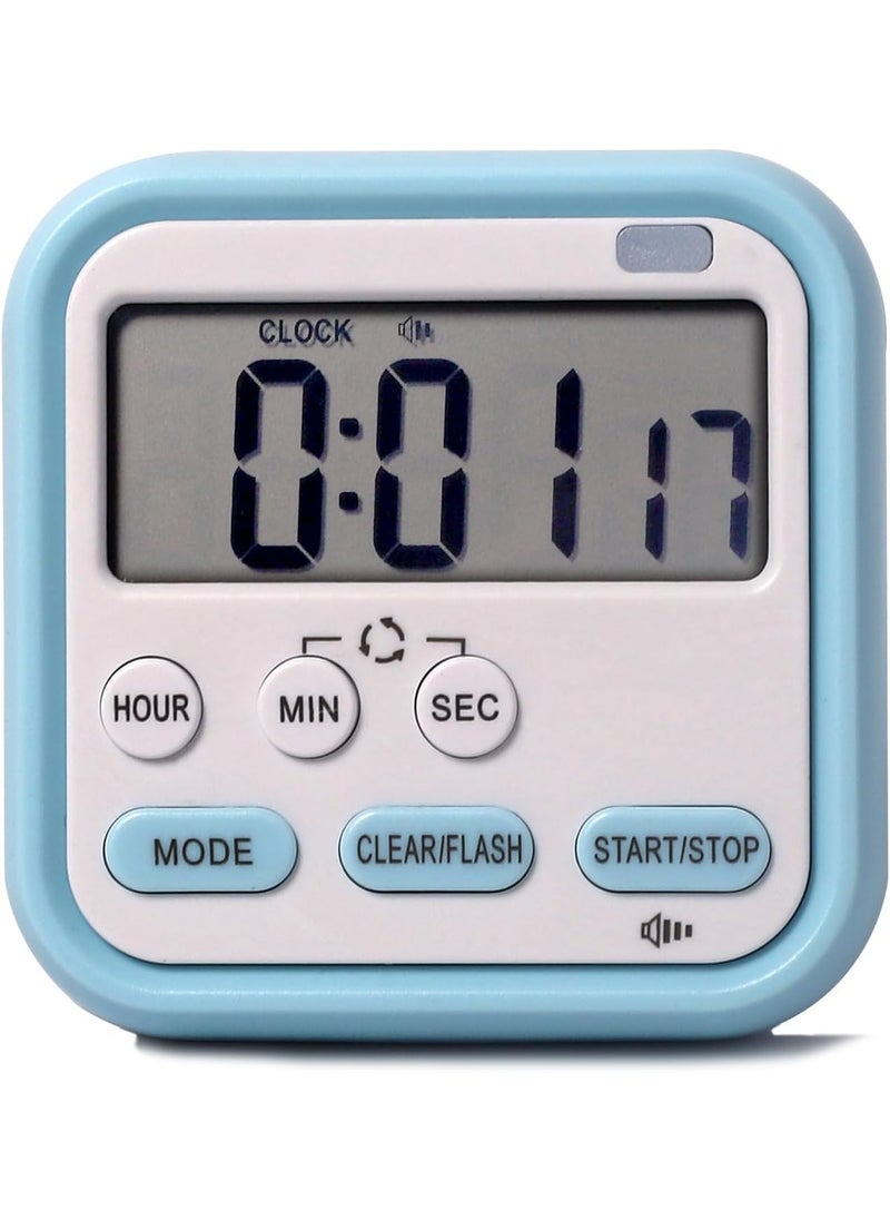Trifecta Trifecta Digital Kitchen Timer Stop Watch LCD Screen Loud Alarm Strong Magnetic Back and Stand Minute Seconds Count Up Countdown and Simple Operation for Homework Game Exercise Kids Blue  - Image 1