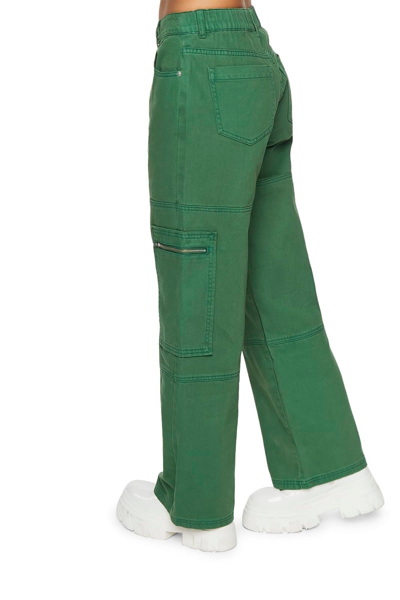 Forever 21 Mid-Rise Denim Cargo Pants Avocado Medium - Image 3