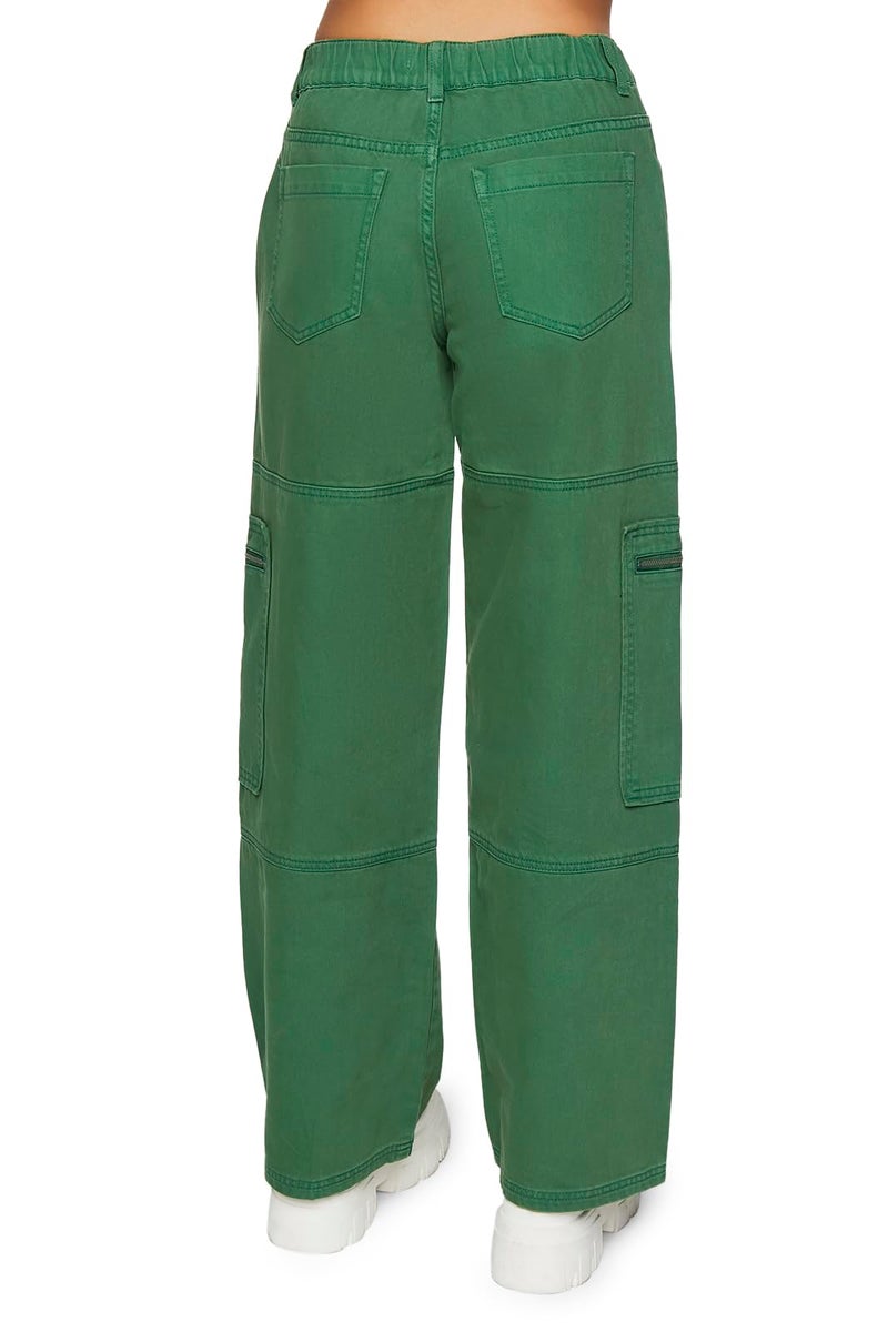 Forever 21 Mid-Rise Denim Cargo Pants Avocado Medium - Image 4