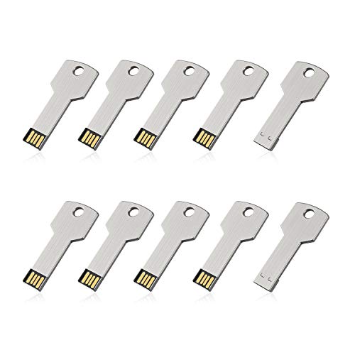 RAOYI راوي 10 حزمة 8 جيجابايت فلاش درايف USB 2.0 بشكل مفتاح معدني ذاكرة عصا فلاش - فضي - Image 1