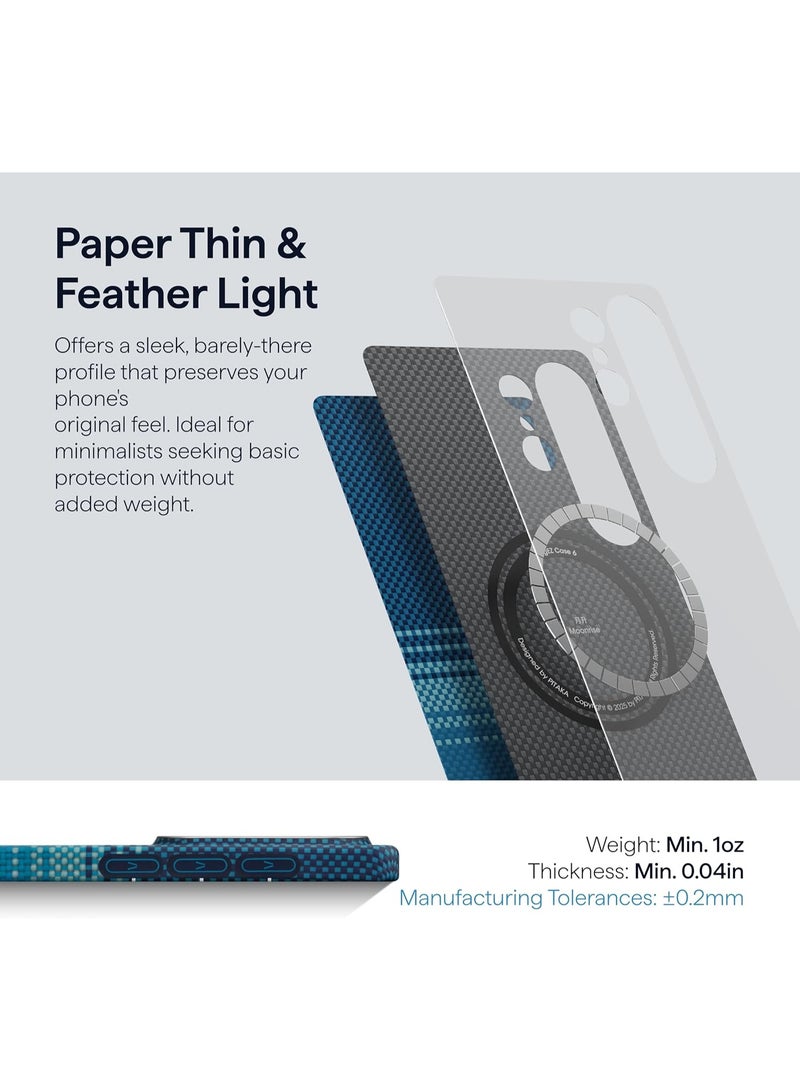 PITAKA حافظة PITAKA لجهاز Samsung Galaxy S26 Plus، 6.7 بوصة، متوافقة مع MagSafe، حافظة فائقة النحافة مع زر آرون، ألياف أراميد 1500D منسوجة [حافظة Edge - شروق القمر] - Image 4