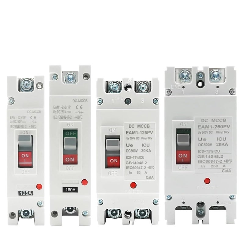 2P 63A DC قاطع دائرة مصبوب للطاقة الشمسية MCCB مفتاح حماية من التحميل الزائد لنظام الطاقة الكهروضوئية PV - Image 1