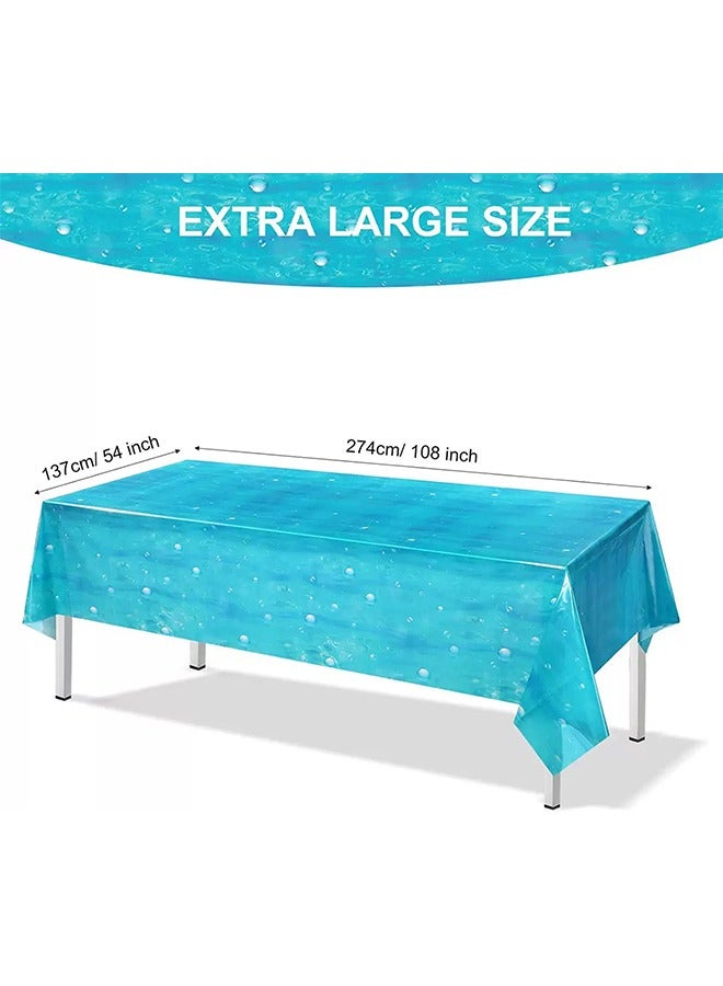2-Pack Blue Plastic Tablecloths, Shiny Disposable Laser Rectangular Tablecloths, Suitable For Party Decoration Birthday Wedding - Image 2
