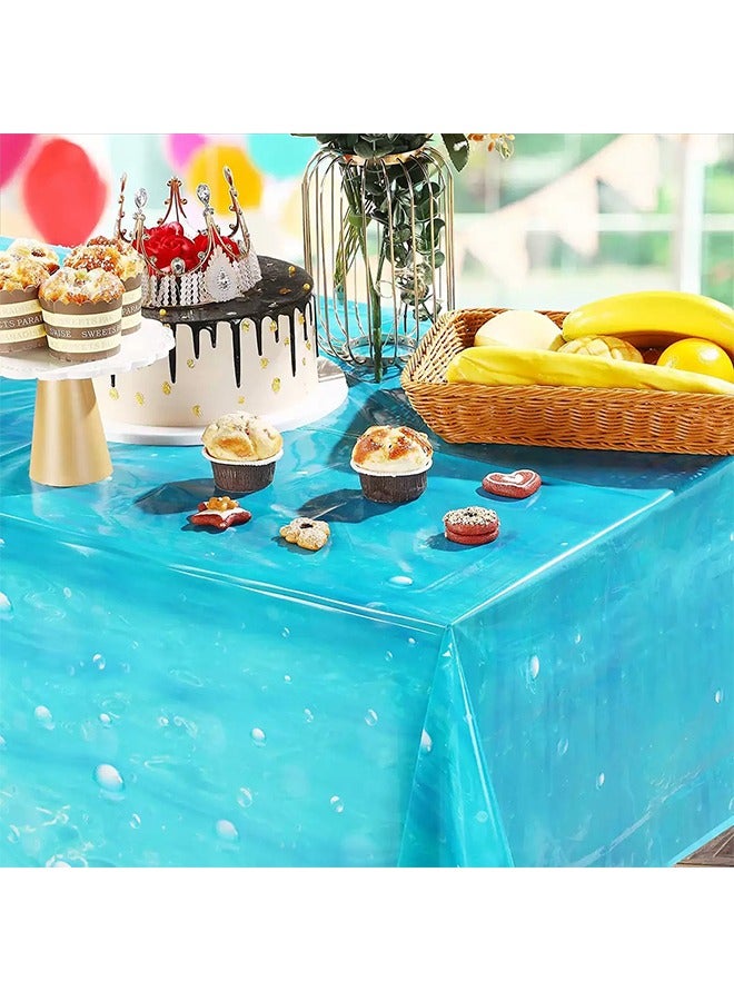 2-Pack Blue Plastic Tablecloths, Shiny Disposable Laser Rectangular Tablecloths, Suitable For Party Decoration Birthday Wedding - Image 3