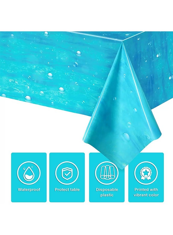 2-Pack Blue Plastic Tablecloths, Shiny Disposable Laser Rectangular Tablecloths, Suitable For Party Decoration Birthday Wedding - Image 4