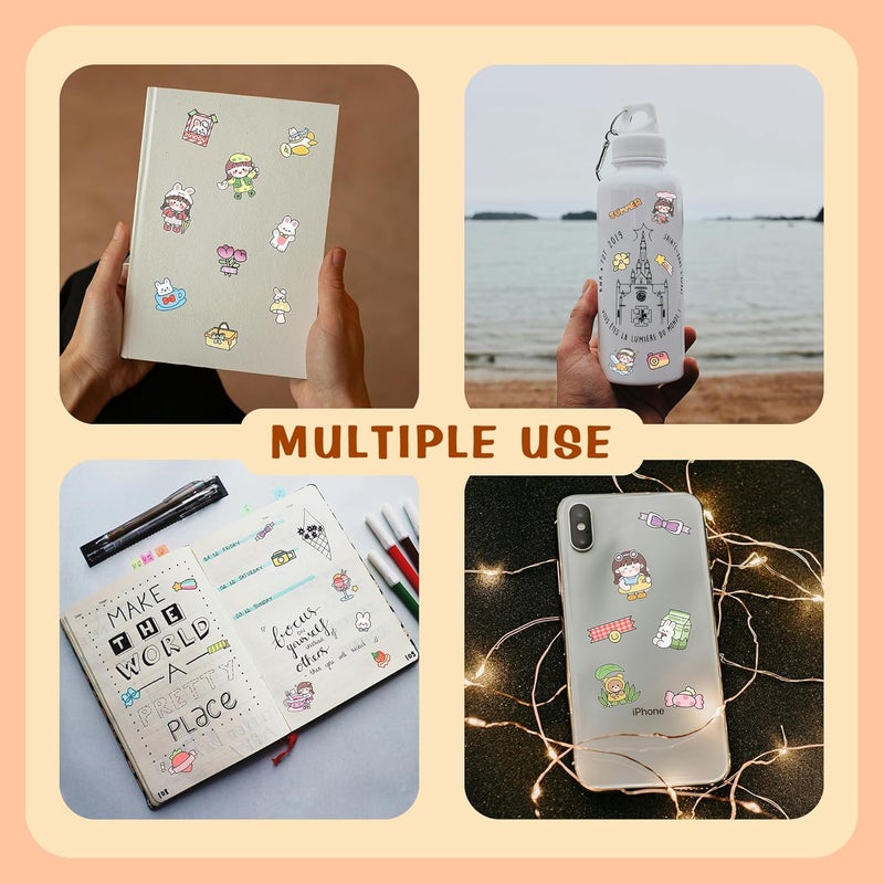 CodersParadise - 550 Vibrant Kawaii Girls Journal Stickers, 6 Colour Designs and Patterns Vintage Retro Stickers for Journal, Scrapbooking, Projects Multicolour - Image 4