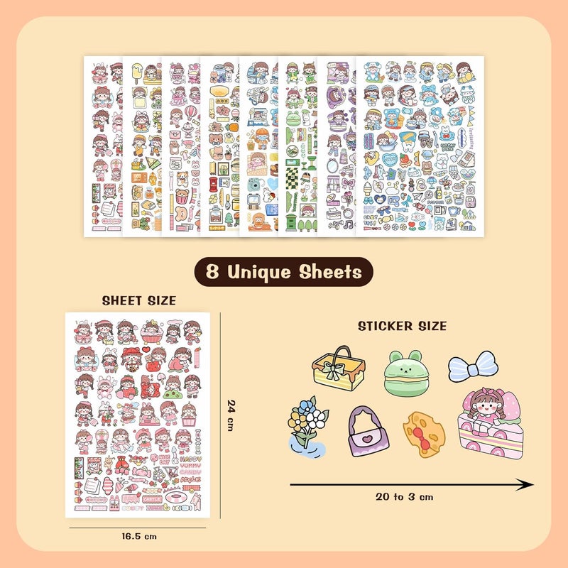 CodersParadise - 550 Vibrant Kawaii Girls Journal Stickers, 6 Colour Designs and Patterns Vintage Retro Stickers for Journal, Scrapbooking, Projects Multicolour - Image 3