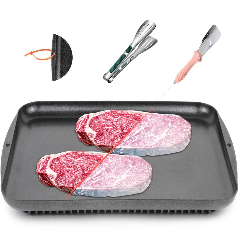 INPARALLUV Defrosting Tray for Frozen Meat Defrosting Tray -Thawing Tray for Frozen Meat Thawing Board Defrosting Board for Frozen Meat Thawing Tray for Frozen Meat Defroster Tray Blue Spatula Defrosting Plate - Image 1