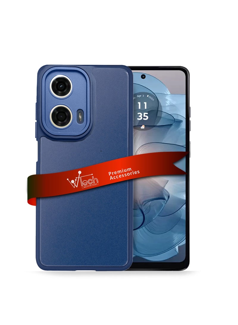 Wtech Motorola Moto G24 Power 4G 2024 Hybrid Silicone With Translucent Back Protective Lens Shield Case Cover Navy Blue - Image 1