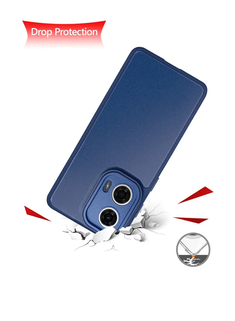 Wtech Motorola Moto G24 Power 4G 2024 Hybrid Silicone With Translucent Back Protective Lens Shield Case Cover Navy Blue - Image 2