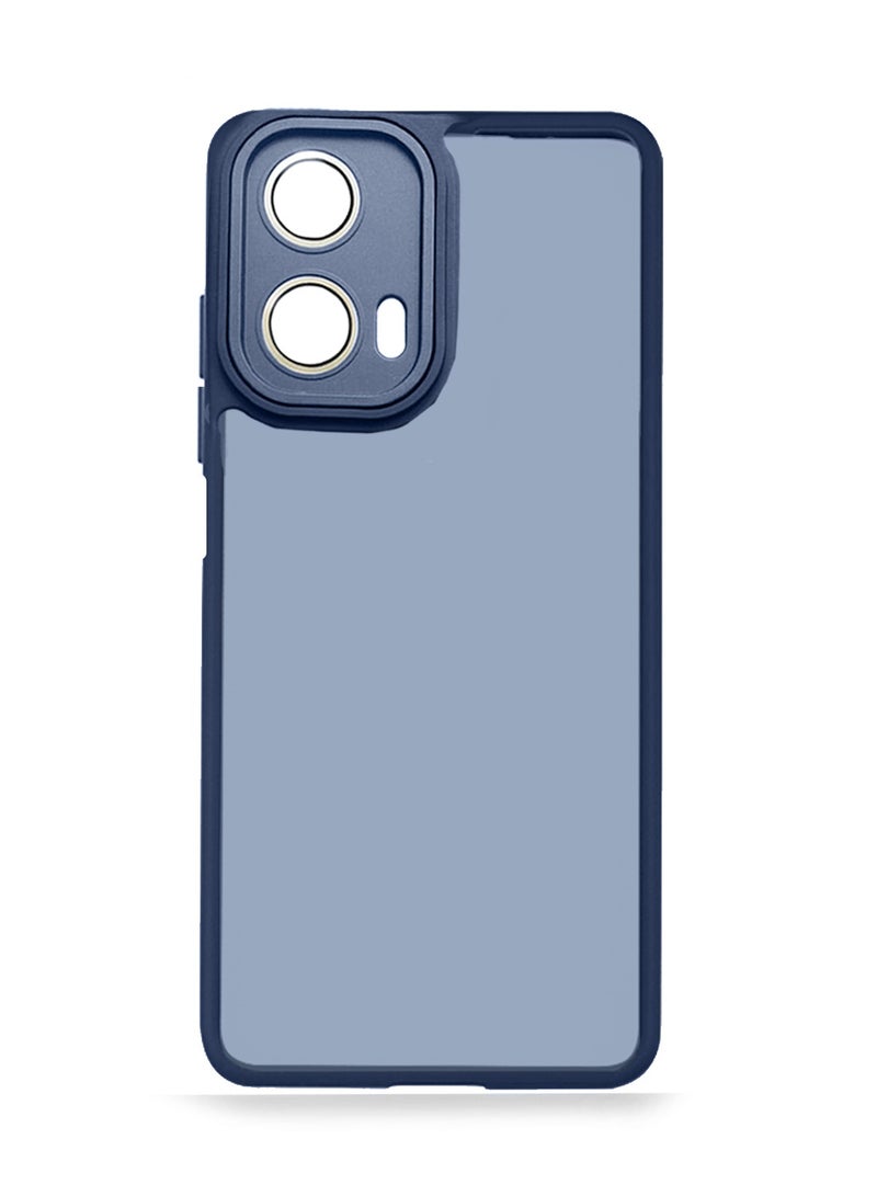 Wtech Motorola Moto G24 Power 4G 2024 Hybrid Silicone With Translucent Back Protective Lens Shield Case Cover Navy Blue - Image 3