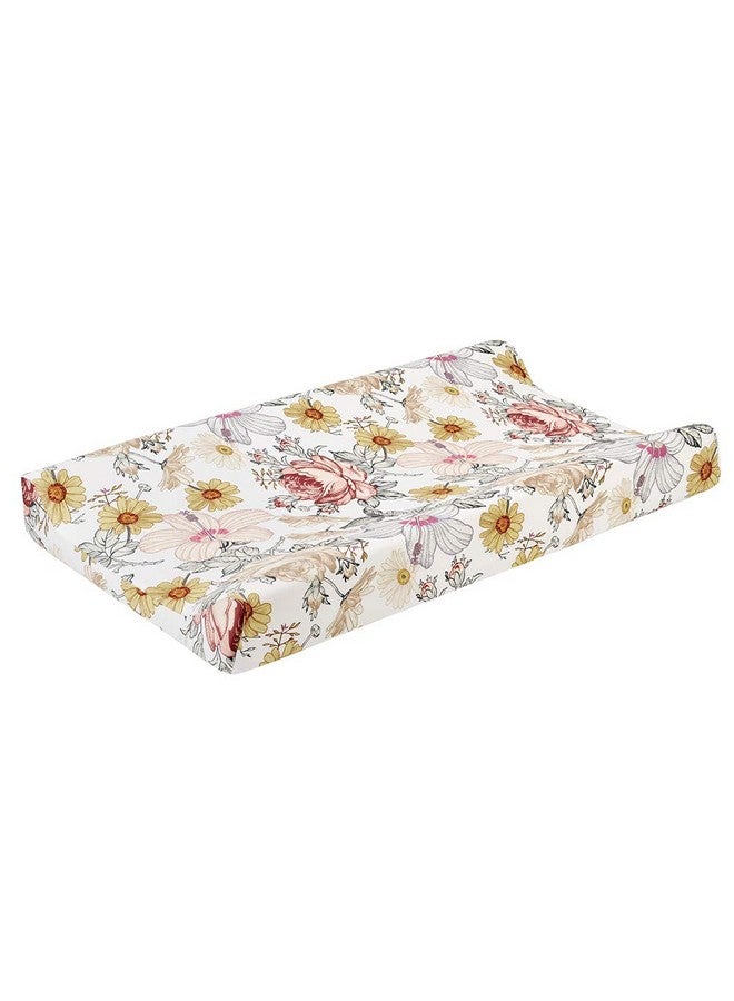 Diaper Changing Pad Cover 2 Pack Floral Changing Table Cover Green Leaf Changing Pad Covers Jersey Knit Changing Table Sheets Gender Neutral Crib Bedding Covers For Baby Boy Girl