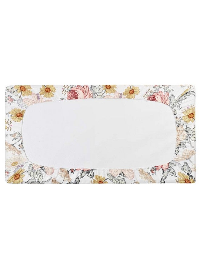 Diaper Changing Pad Cover 2 Pack Floral Changing Table Cover Green Leaf Changing Pad Covers Jersey Knit Changing Table Sheets Gender Neutral Crib Bedding Covers For Baby Boy Girl
