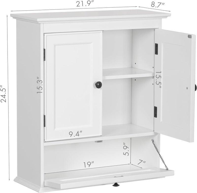 Spirich Bathroom Cabinet Wall Mounted, Small Bathroom Wall Cabinet Over Toilet, Medicine Cabinet Organizer with Doors and Adjustable Shelf, White - Image 3