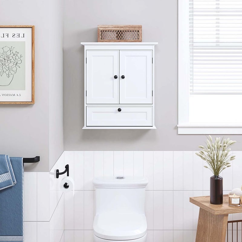 Spirich Bathroom Cabinet Wall Mounted, Small Bathroom Wall Cabinet Over Toilet, Medicine Cabinet Organizer with Doors and Adjustable Shelf, White - Image 2