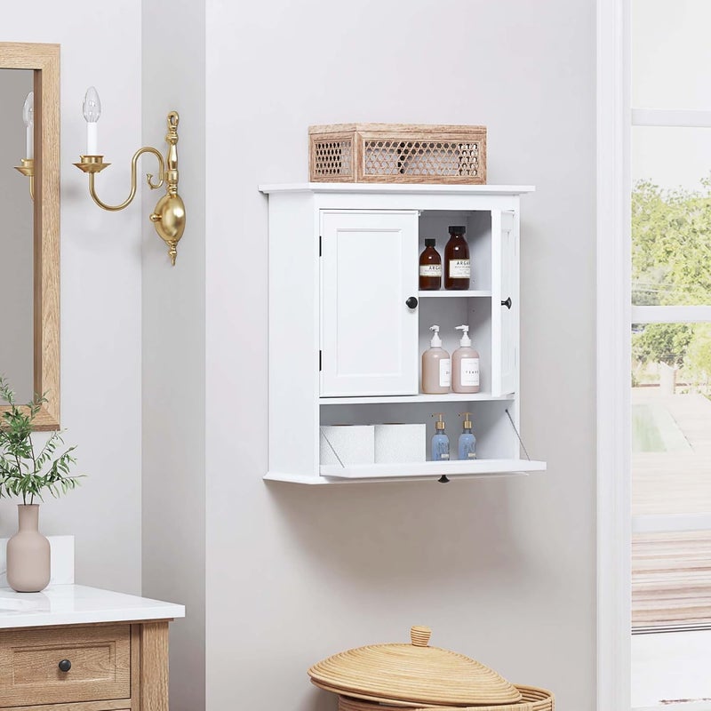 Spirich Bathroom Cabinet Wall Mounted, Small Bathroom Wall Cabinet Over Toilet, Medicine Cabinet Organizer with Doors and Adjustable Shelf, White - Image 4