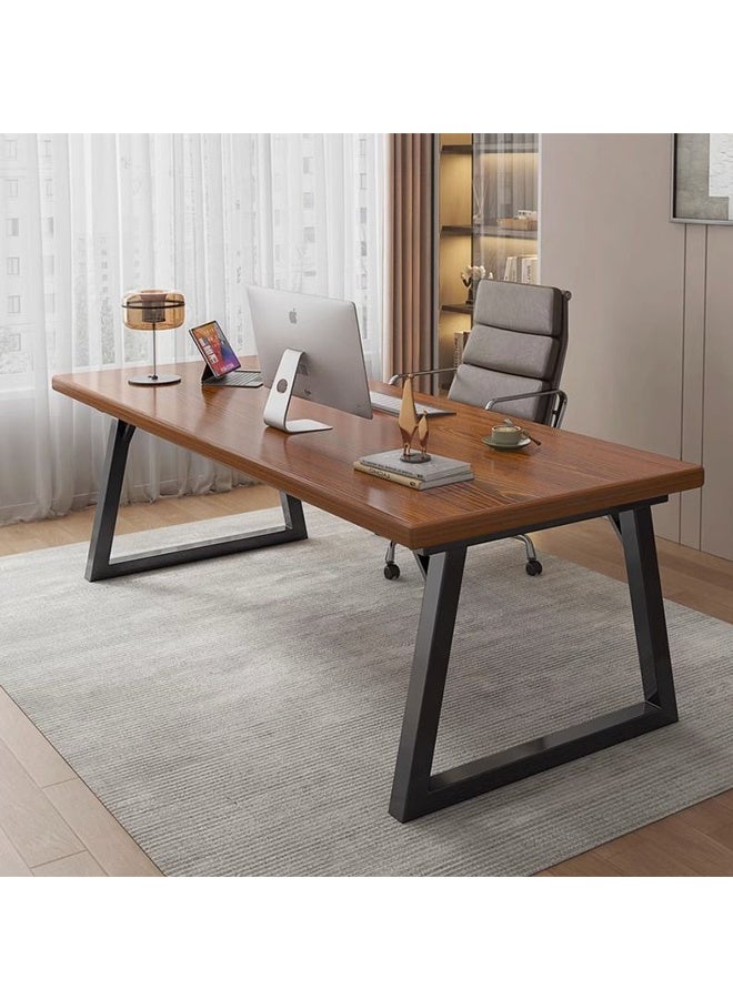 JCB CHIC طاولة دراسة خشبية كبيرة 120×60×75 سم، مكتب كمبيوتر بسيط - مكتب مكتبي عصري بأرجل شبه منحرفة، طاولة كتابة متينة للمكتب المنزلي، العمل من المنزل، غرفة النوم - سهلة التجميع - Image 1