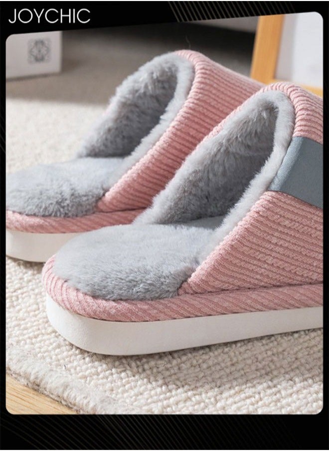 NIBEMINENT Autumn and Winter Cotton Breathable Home Indoor Slippers Soft Sole Thickened Plush Warm Bedroom Pink for Women  - Image 3