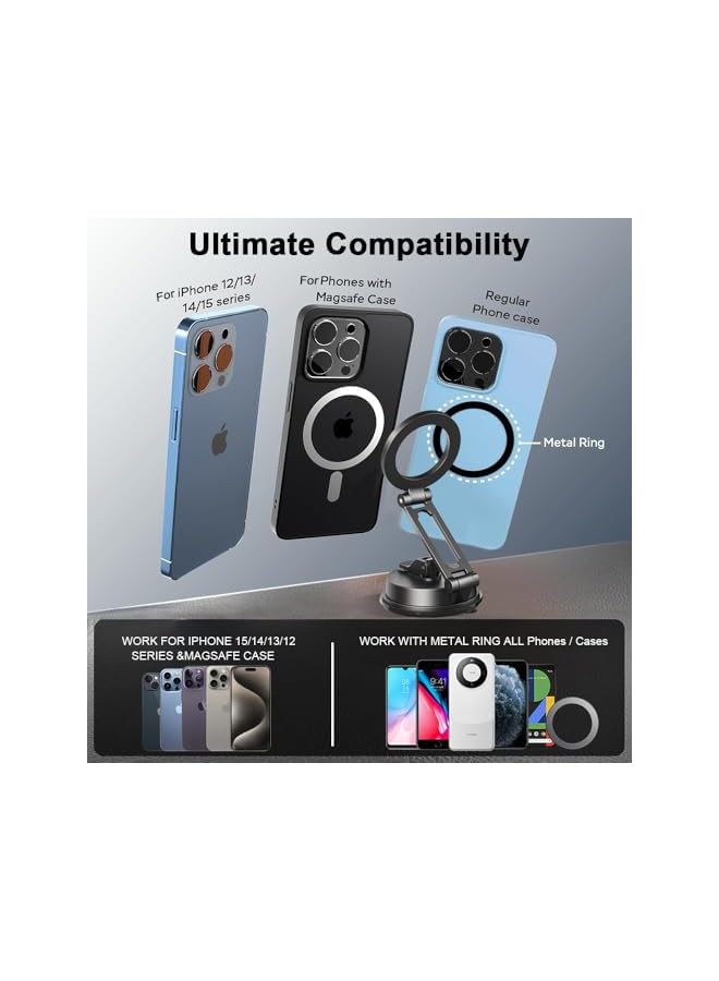 S-TOP Upgraded 360° Adjustable Vacuum Magnetic Suction Cup Phone Mount, Hands-Free Magnetic Cell Phone Holder for Car/Gym/Mirror/Smooth Surface (G1) - Image 3