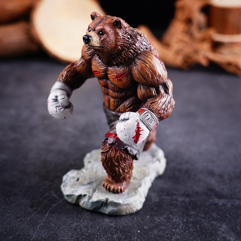 Coniuty Bear Statue, Resin Abstract Animal Boxing Sculpture for Home and Office Decor, on Table, Shelf, Cabinet and Window Stand (Grizzly Bear) - Image 4