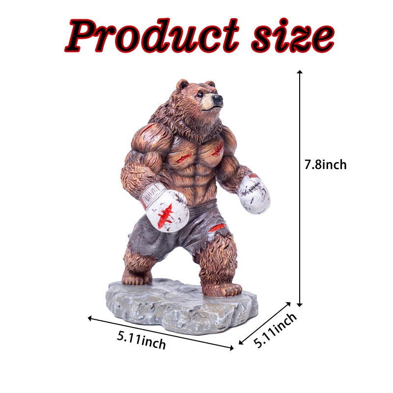 Coniuty Bear Statue, Resin Abstract Animal Boxing Sculpture for Home and Office Decor, on Table, Shelf, Cabinet and Window Stand (Grizzly Bear) - Image 2