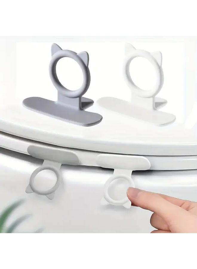 2pcs Manual Toilet Seat Lifter And Height Raiser Gray No Adhesive Installation - Image 1