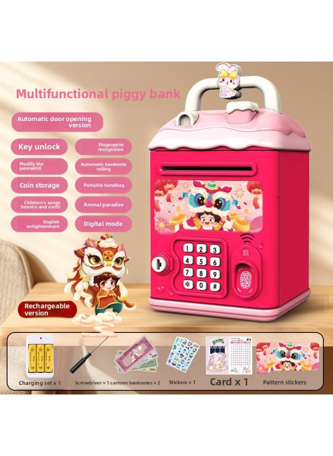 Generic - Can't Get In And Out Of The Year Piggy Bank Only Boys Password Box Kulomi Savings Girls Children Can Access Free Shipping-Color:National Trend Lion Awakening ☀ Password Unlock Automatic Banknote Rolling ☀ Rechargeable Version - Image 1