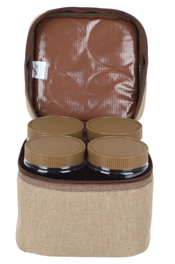 الغافة حقيبة سبايس بوكس، 4 قطع، 1 لتر، لون خشبي، 4 قطع، من الغفا