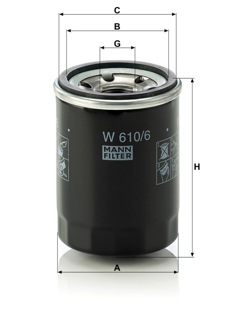 MANN FILTER OilFilter-  W610/6 - Image 1