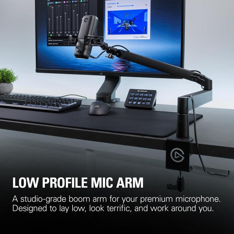 Elgato Wave Mic Arm LP - Premium Low Profile Microphone Arm with Cable Management Channels, Desk Clamp, Versatile Mounting, and Fully Adjustable â€“ For Podcasting, Streaming, Gaming, and Home Office - Image 3