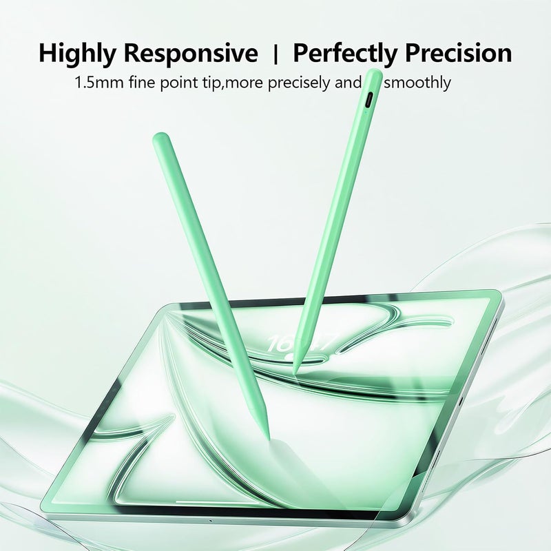 JAMJAKE Stylus Pen for iPad 6th-11th Generation-2X Fast Charge Active Pencil Compatible with 2018-2025 Apple iPad Pro 11"/12.9"/M4,iPad Air 3/4/5/M2/M3,iPad mini 5/6 Gen-Green - Image 2