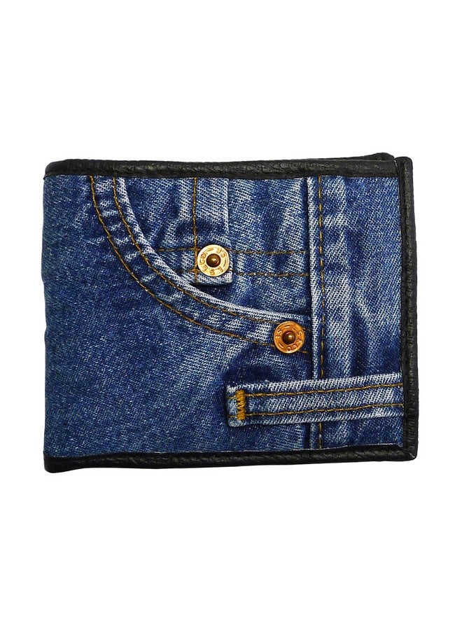 Bijoux De Ja Unisex Blue Denim Small Billfold Purse Wallet - Image 1
