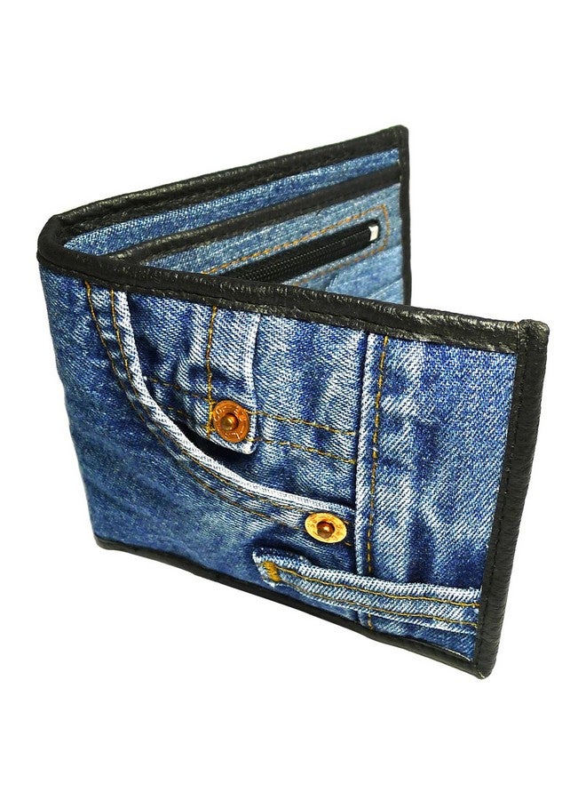 Bijoux De Ja Unisex Blue Denim Small Billfold Purse Wallet - Image 3